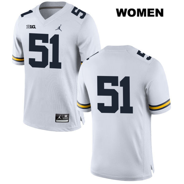 Women's NCAA Michigan Wolverines Cesar Ruiz #51 No Name White Jordan Brand Authentic Stitched Football College Jersey UC25L12WQ